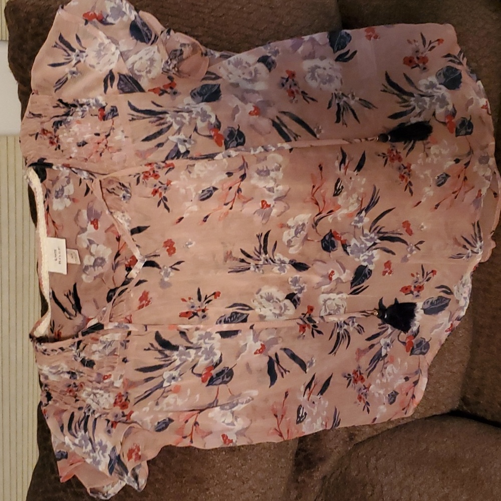Sheer short sleeve blouse